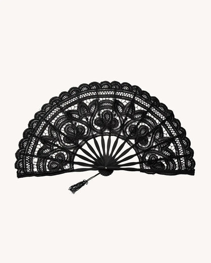 Midnight Elegance Lace Hand Fan