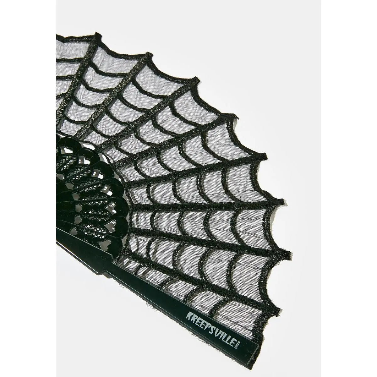 Kreepsville 666 Gothic Lace Hand Fan with Spiderweb Design and Tassel