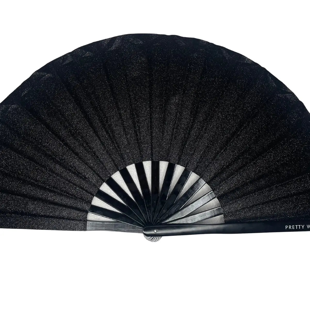 Foldable Black Glitter Hand Fan