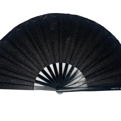Foldable Black Glitter Hand Fan