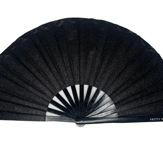 Foldable Black Glitter Hand Fan